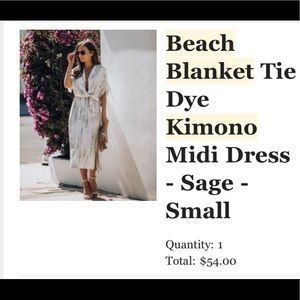 Beach Blanket Tie Dye Kimono Midi Dress - Sage